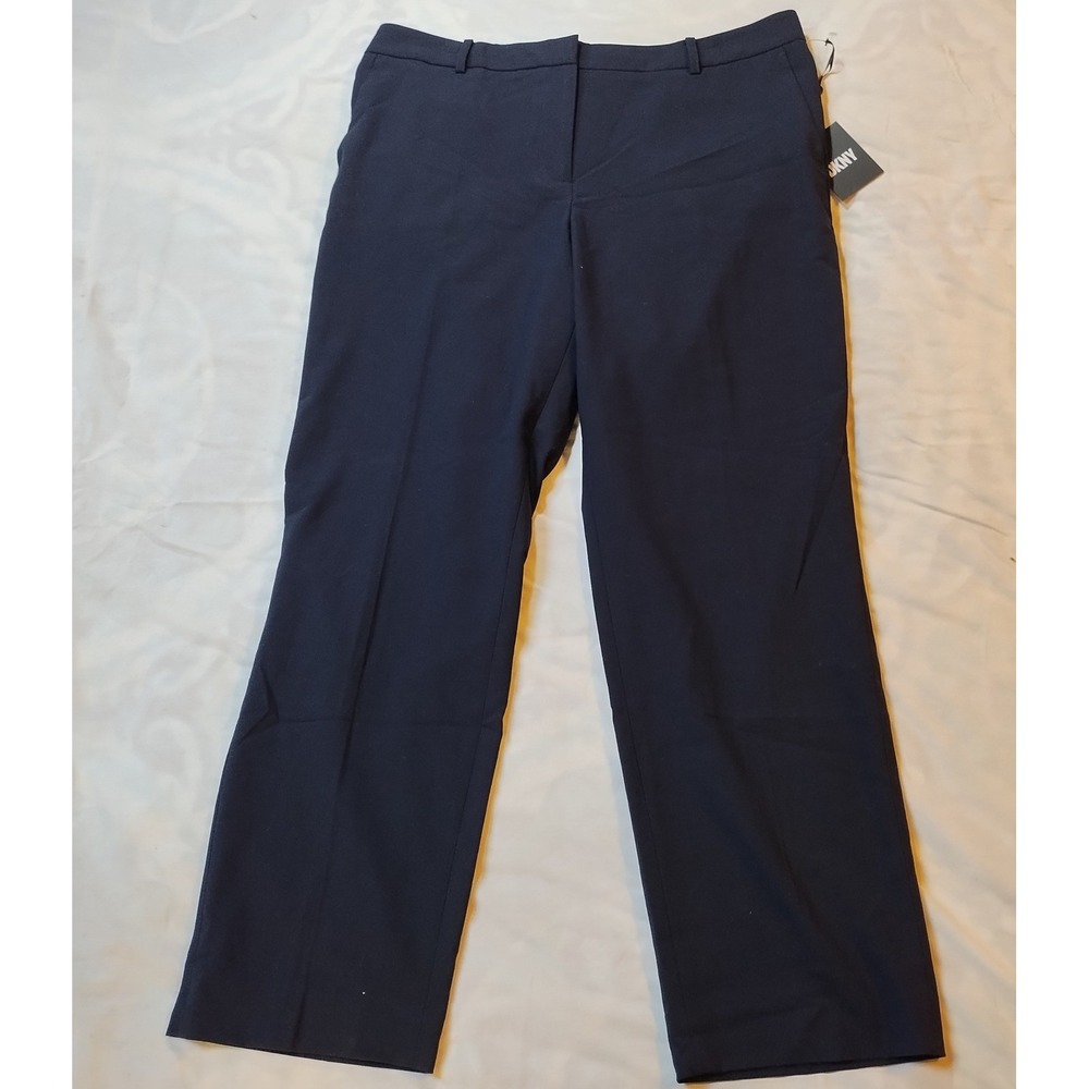 DKNY Women Wide Leg Dress Pants Navy Blue Size 16 MSRP $89 New With Tags
